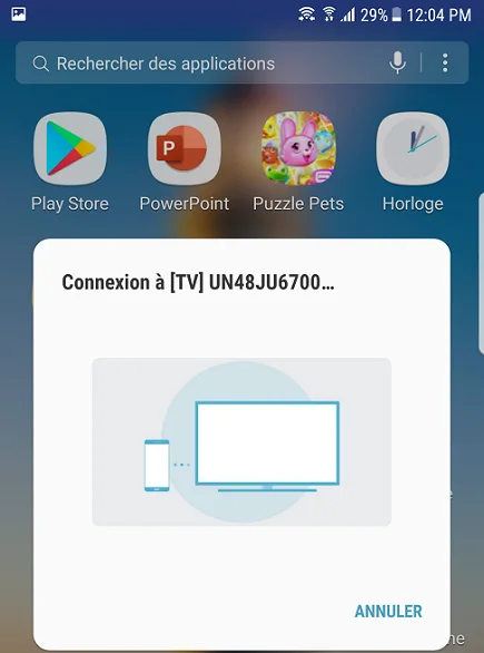 Option de Connexion à TV dans smartphone Samsung
