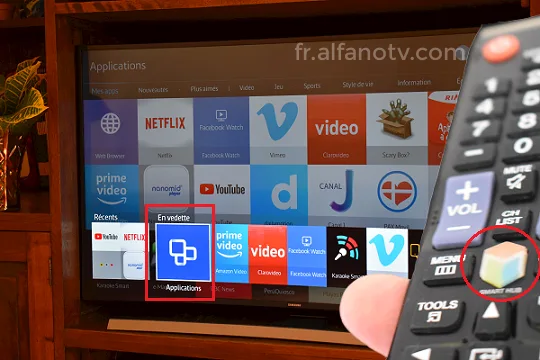 Bouton de télécommande pour accéder à la boutique d'applications Samsung sur une Smart TV