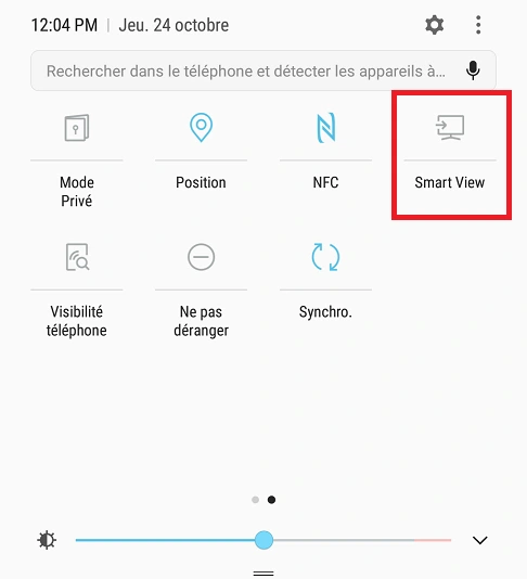 Option Smart View sur smartphone Samsung
