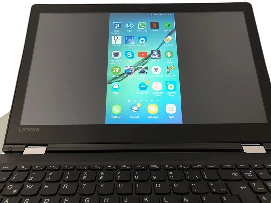 Affichage d'un écran Android sur un ordinateur portable Windows 10.