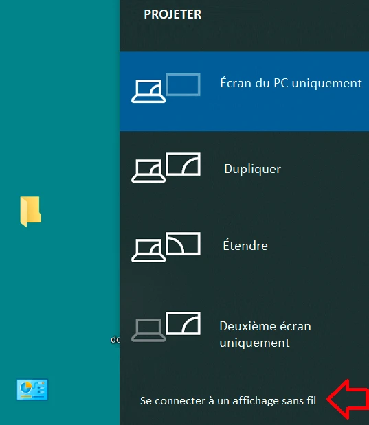 Menu Projeter dans Windows 10