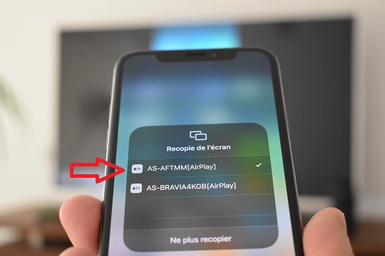 Option pour recopier l'écran d'un iPhone