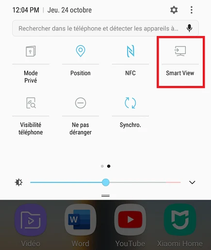 Icone Smart View dans smartphone Samsung