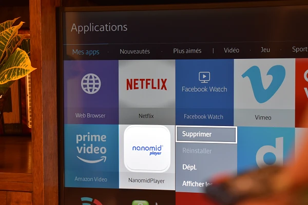En train de supprimer une application sur Smart TV Samsung