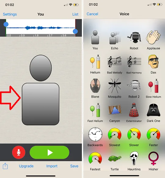 Elección de un filtro para cambiar la voz en los audio de WhatsApp