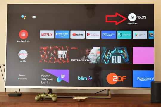 icone paramètres sur Android TV
