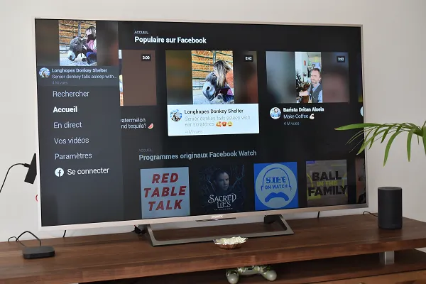 Interface Facebook Watch sur une Smart TV