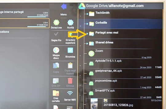 Accès au fichier Google drive sur smart tv