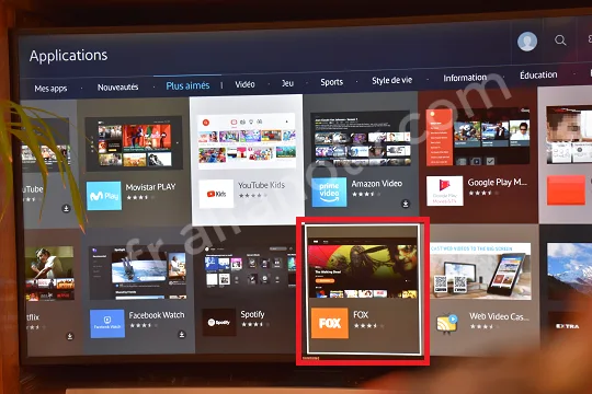 App Fox dans le magasin d'applications Samsung sur une Smart TV