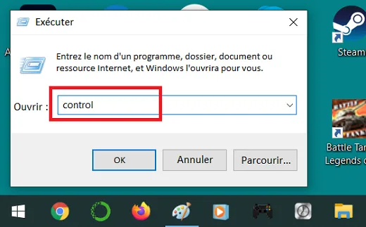 Commande pour ouvrir le panneau de configuration Windows 