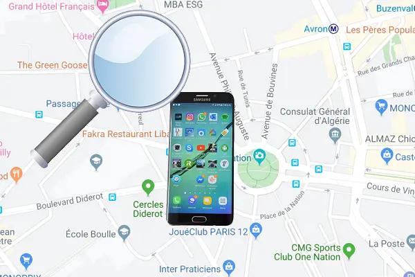 Carte montrant un smartphone Android