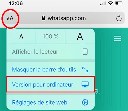 Activation de la Version pour ordinateur WhatsApp sur Safari
