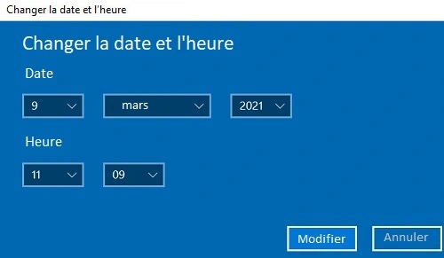 Changer la date et l'heure d'un PC avec Windows
