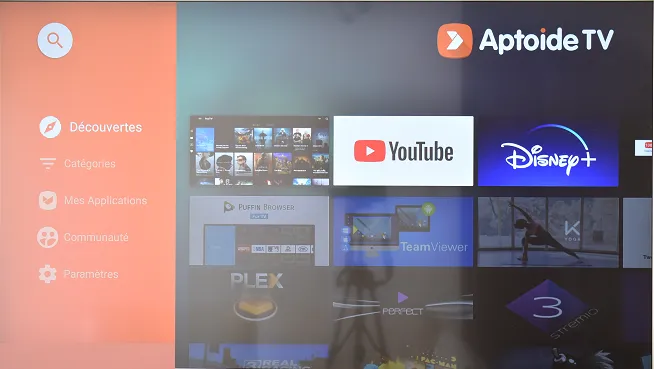 Interface Aptoide sur Android Smart TV
