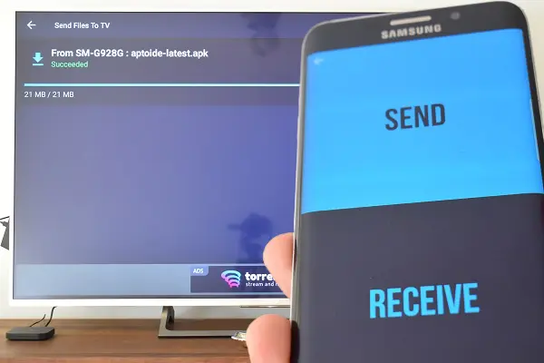 Envoi d'un fichier APK d'un smartphone Samsung vers une Smart TV Sony Android
