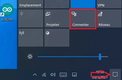 Option Connecter sur Windows 10 pour afficher l'écran PC sur une Smart TV Caixun