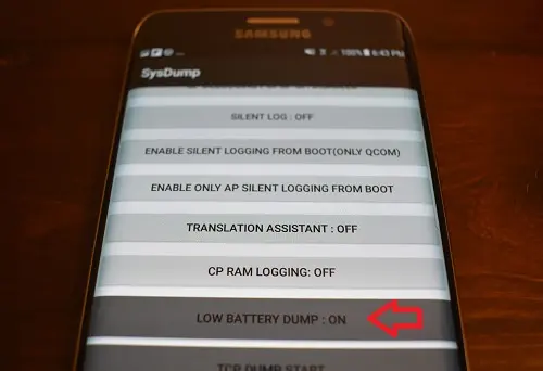 Smartphone Samsung Galaxy: Low Battery Dump en mode ON