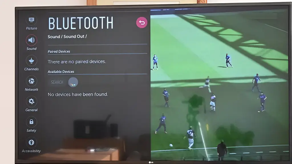 Option Bluetooth sur une TV connectée LG webOS