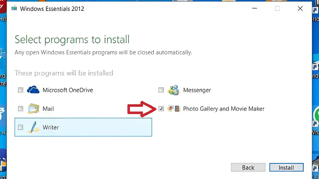 Option pour installer Windows Movie Maker sur Windows 10